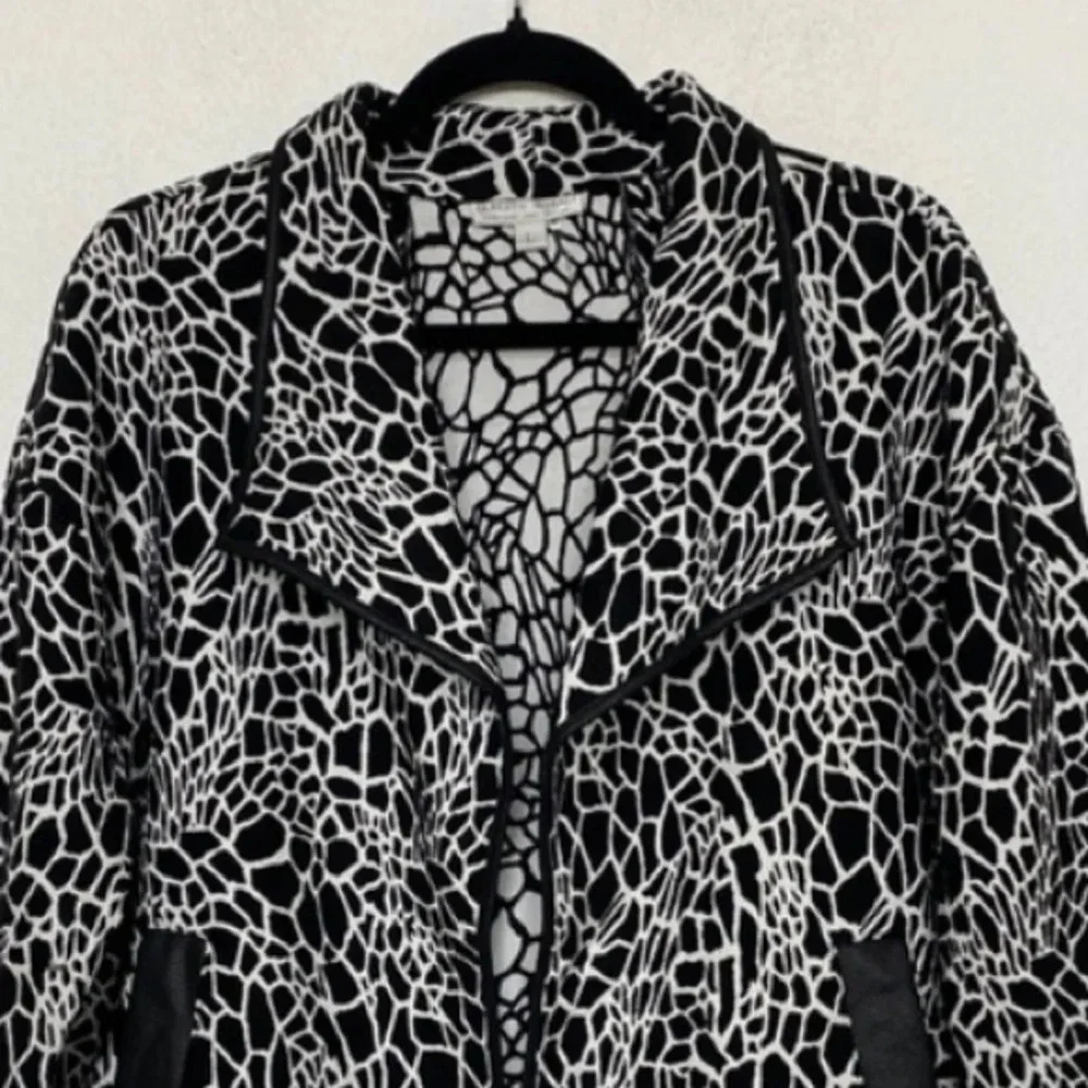 Alberto Makali Black & White Animal Print Coat Size Large